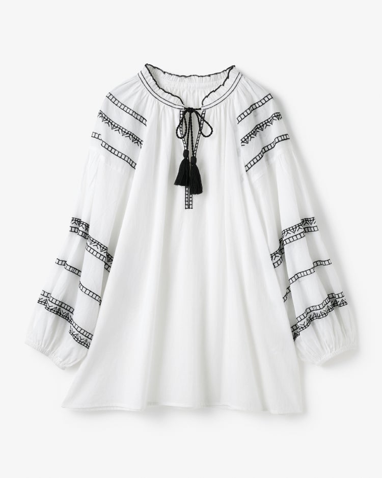 コットンボイル・エンブロイダリーブラウス 詳細画像 ホワイト 2