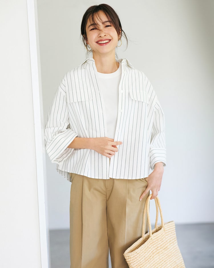 オックスストライプ・シャツジャケット 詳細画像 ホワイト・パターン 1