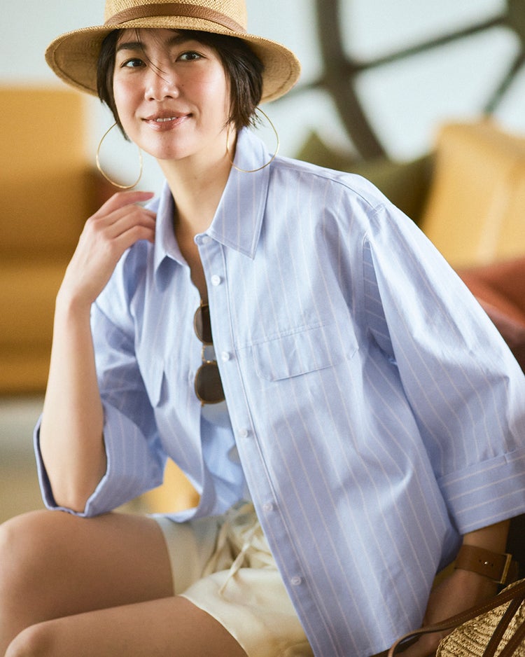 オックスストライプ・シャツジャケット 詳細画像 ブルー・パターン 1