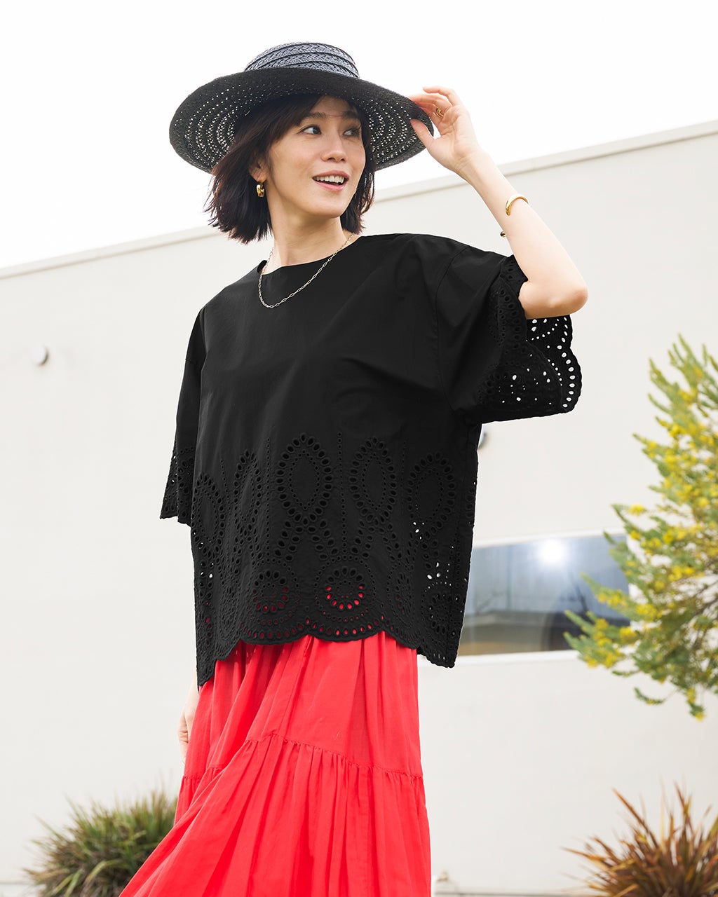 ROSSO　配色カットソー 定番さらさらフライス ワンポイント加工カットソー｜アトリエドール
