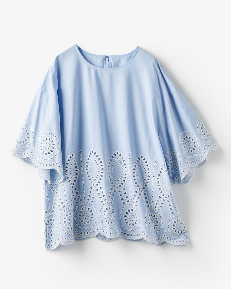 カットワークレース・スカラッププルオーバー 詳細画像 ペールブルー 1