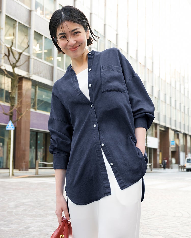 ドレーピーデニム・オーバーシャツ 詳細画像 ダークインディゴ 1