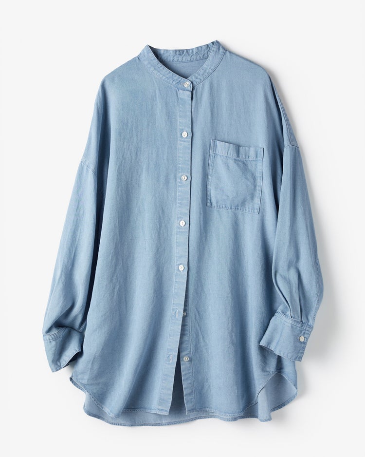 ドレーピーデニム・オーバーシャツ 詳細画像 ライトインディゴ 2