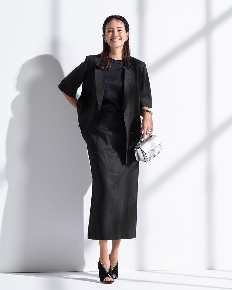 フレンチリネン・ナロースカート 詳細画像 ブラック 2