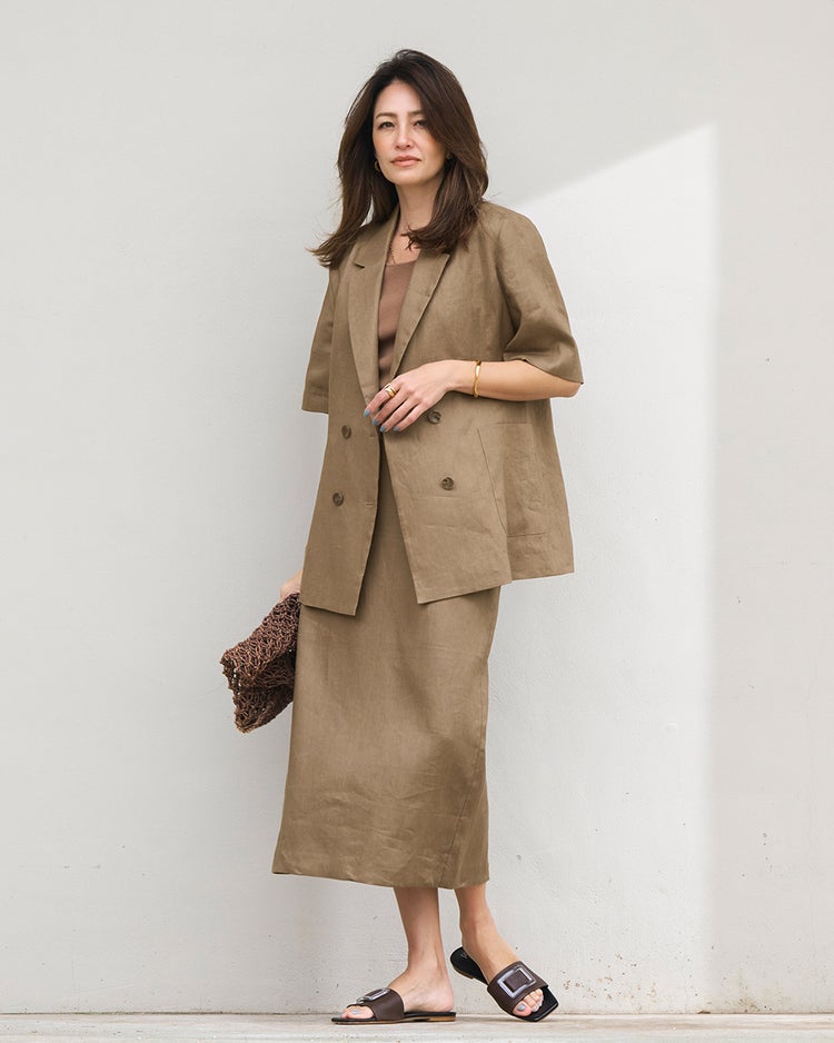 フレンチリネン・ナロースカート 詳細画像 モカ 2