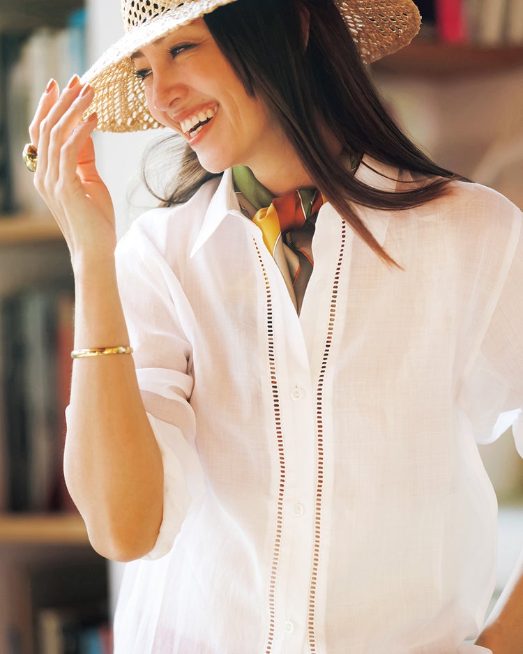 シアーラミー・はしごレースロングシャツ 詳細画像 ホワイト 1