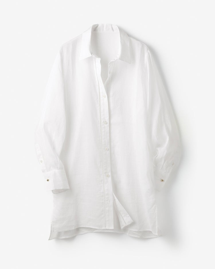 シアーラミー・はしごレースロングシャツ 詳細画像 ホワイト 3