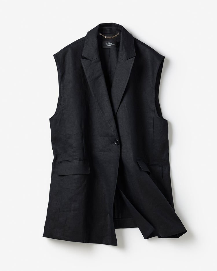 フレンチリネン・テーラードジレ 詳細画像 ブラック 2