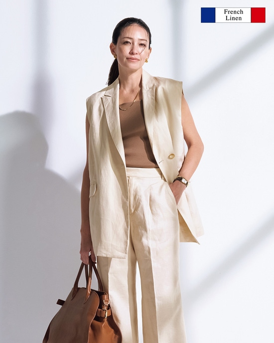 フレンチリネン・テーラードジレ