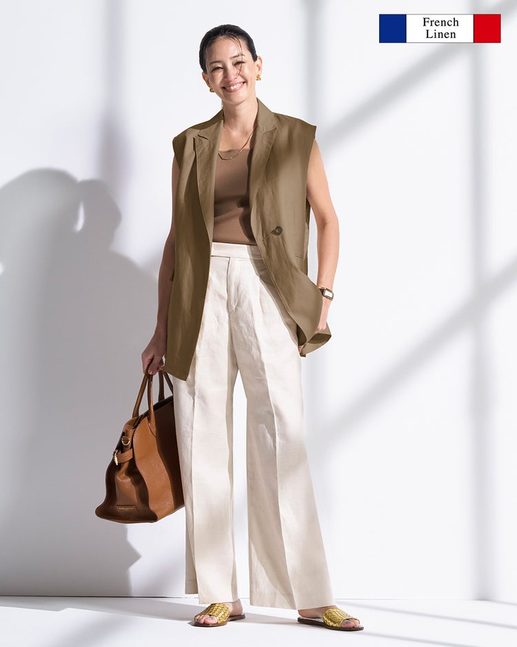 フレンチリネン・テーラードジレ 詳細画像 モカ 1