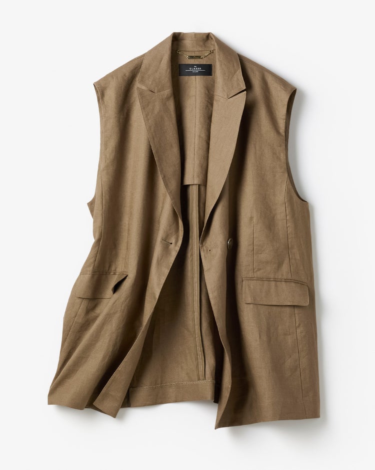 フレンチリネン・テーラードジレ 詳細画像 モカ 2