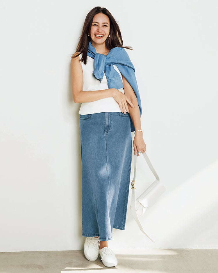 エアフレックスデニム・スカート／88cm 詳細画像 ライトインディゴ 1