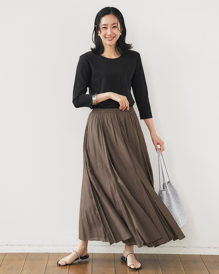 立体ショルダー／7分袖・ドゥクラッセTシャツ 詳細画像 ブラック 4