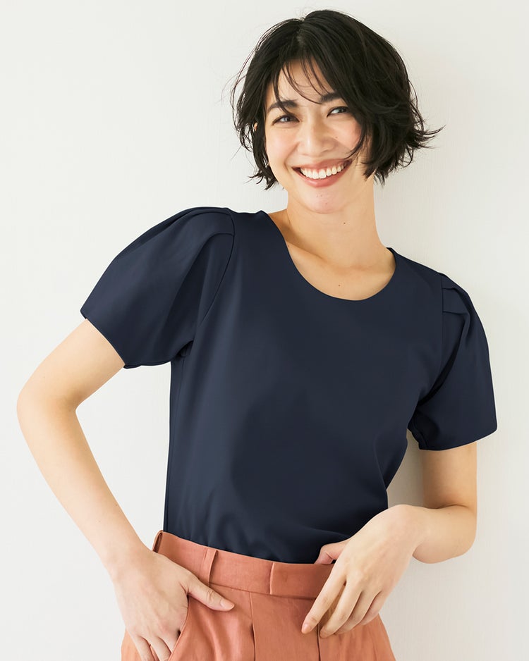 タックパフスリーブ／半袖・ドゥクラッセTシャツ 詳細画像 ミッドナイトブルー 1