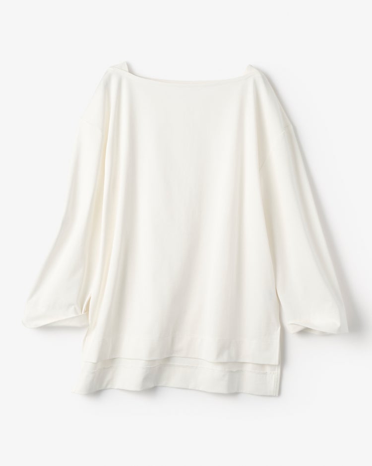 高密度シルコットン・ボートネックT／長め丈 詳細画像 オフホワイト 2