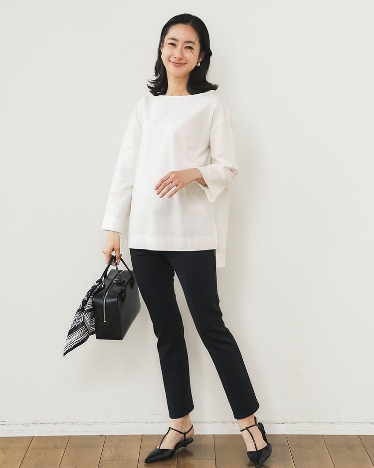 高密度シルコットン・ボートネックT／長め丈 詳細画像 オフホワイト 4