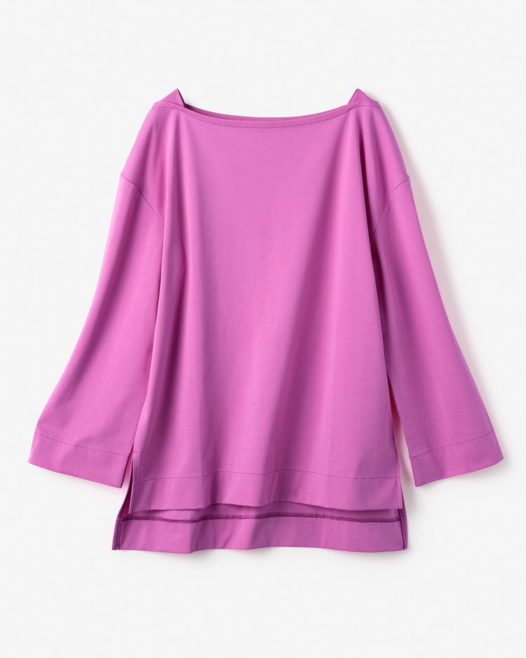 高密度シルコットン・ボートネックT／長め丈 詳細画像 ピンク 5