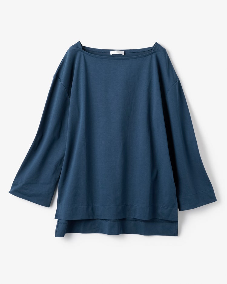 高密度シルコットン・ボートネックT／長め丈 詳細画像 ダークピーコック 2