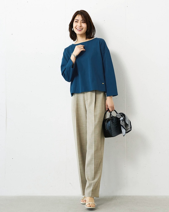 高密度シルコットン・抜け感T/コンパクト丈