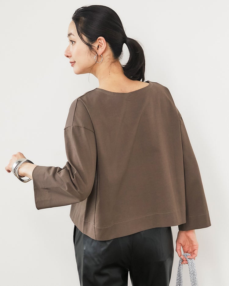 高密度シルコットン・抜け感T／コンパクト丈 詳細画像 ダークモカ 4