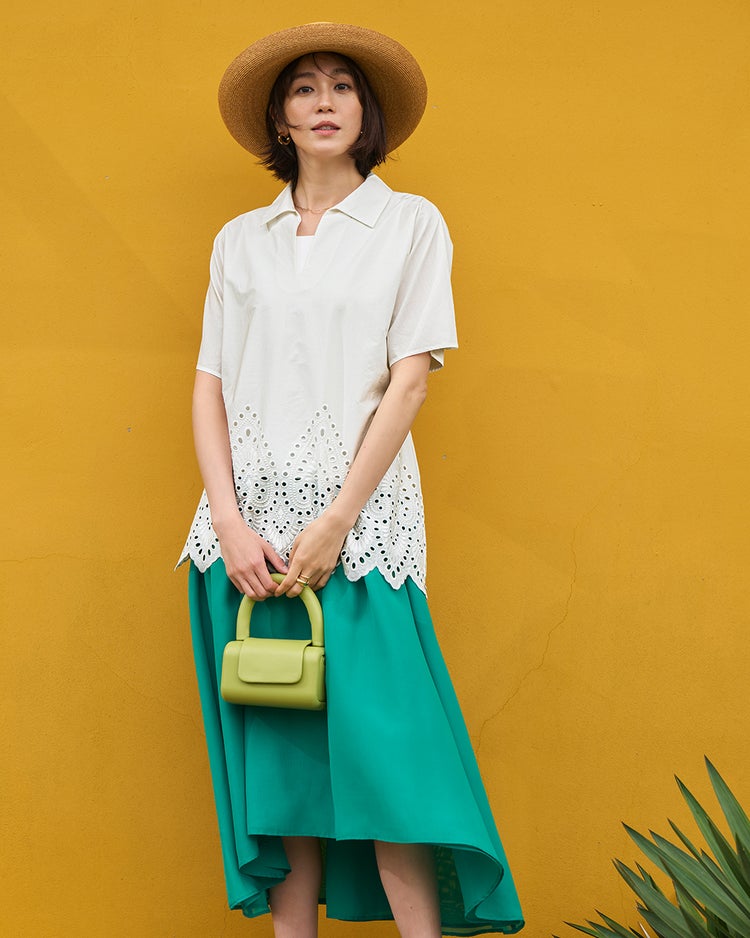 カットワークレース・スキッパーシャツ 詳細画像 ホワイト 1