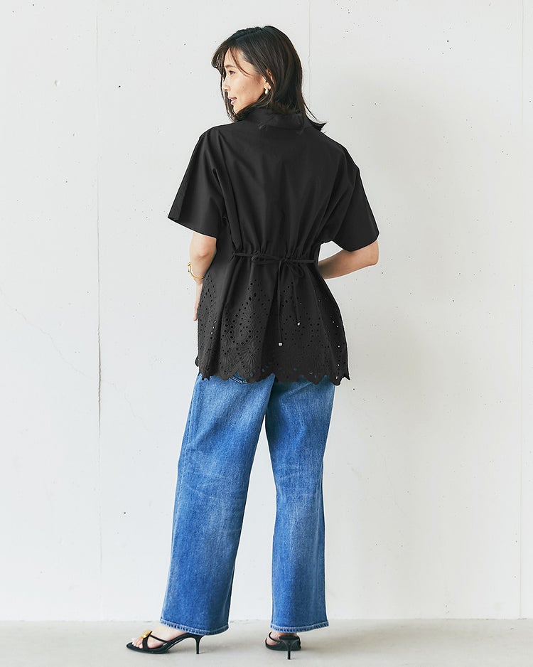 カットワークレース・スキッパーシャツ 詳細画像 ブラック 4