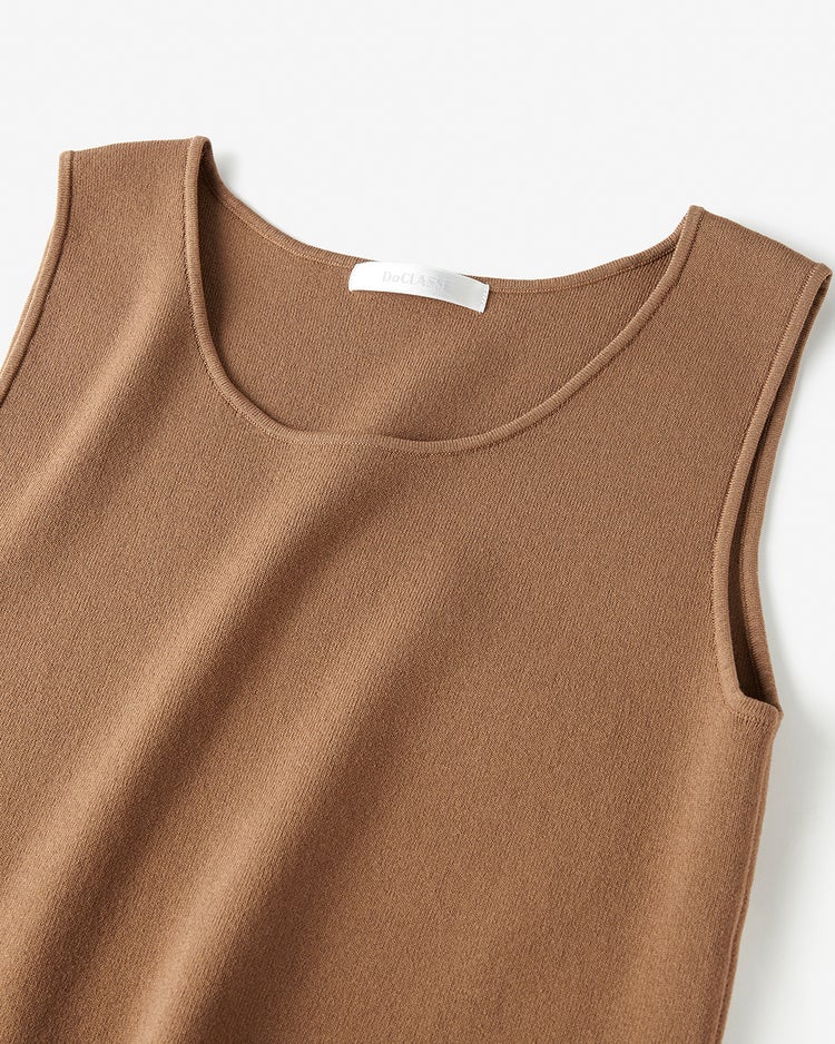 総針ニット・インナークルータンク 詳細画像 ダークベージュ 2