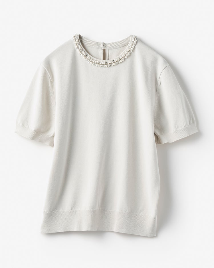 パールビジュー・プルオーバーニット 詳細画像 アイスグレー 1