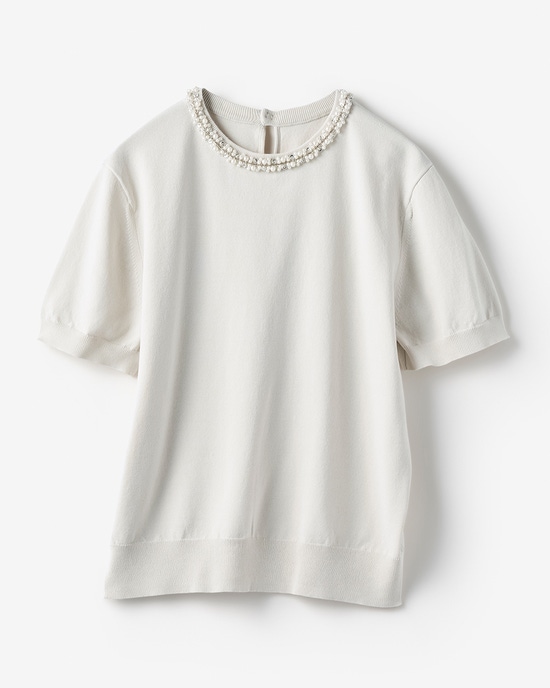 パールビジュー・プルオーバーニット