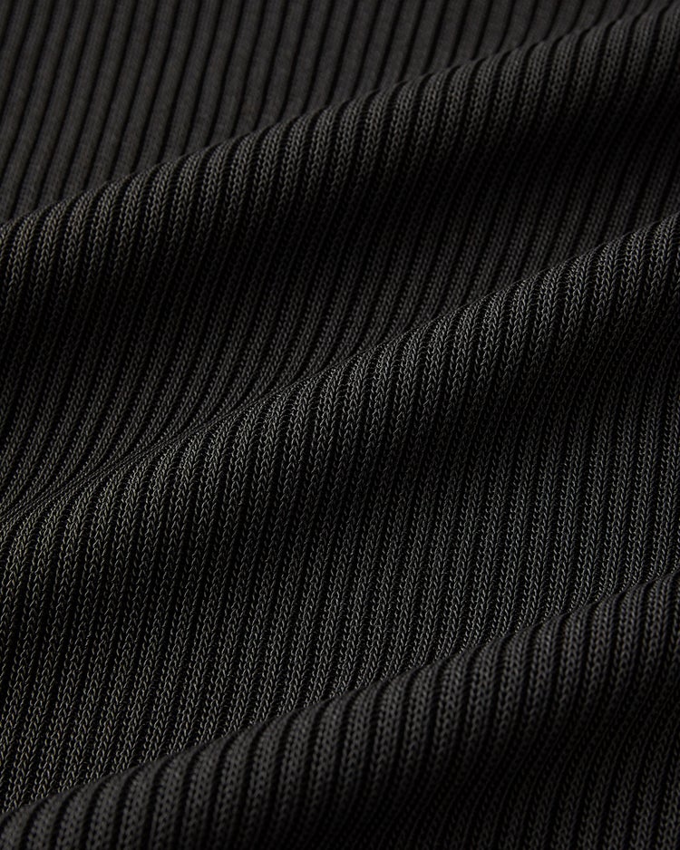 シアーリブ・裾フリルトップス／Vネック 詳細画像 ブラック 3