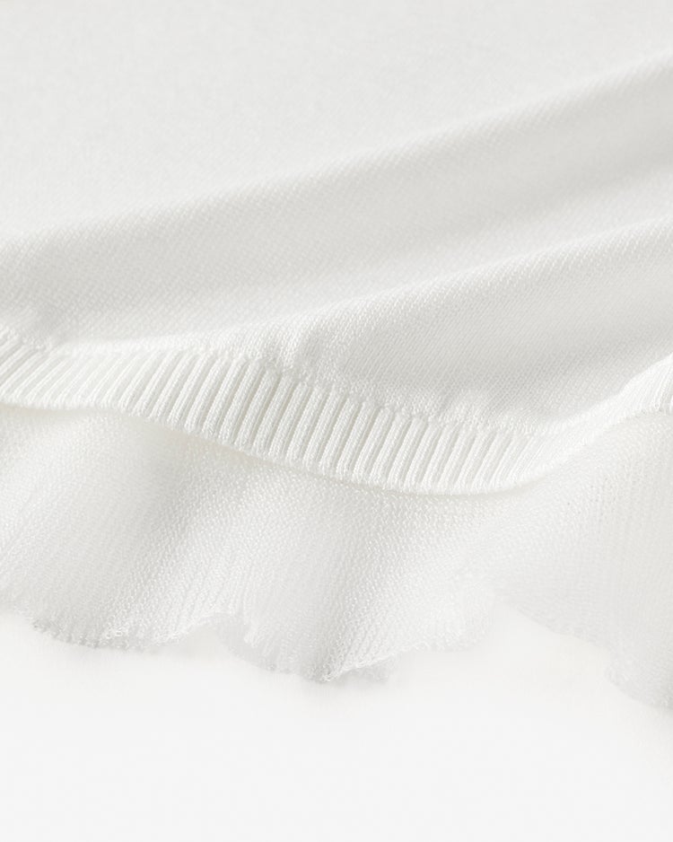 シアーリブ・裾フリルトップス／クルーネック 詳細画像 ホワイト 3