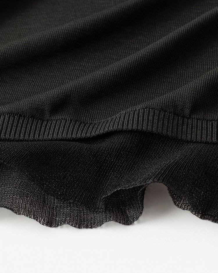 シアーリブ・裾フリルトップス／クルーネック 詳細画像 ブラック 3