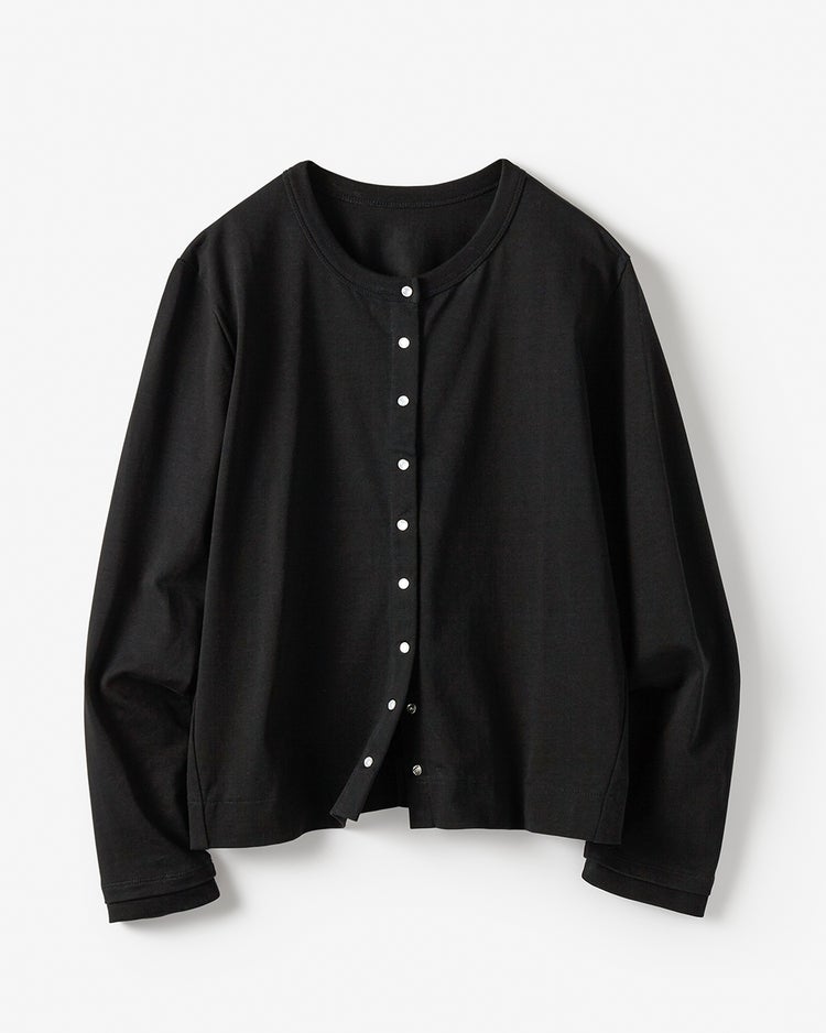 高密度シルコットン・スナップカーディガン 詳細画像 ブラック 2