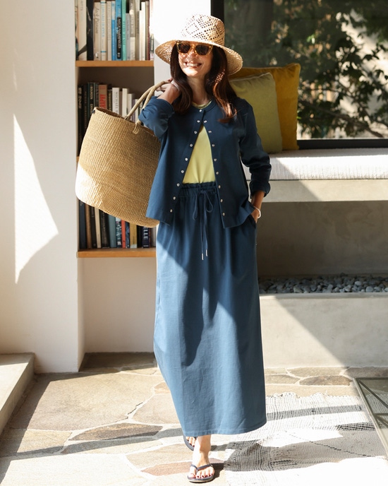 高密度シルコットン・スナップカーディガン