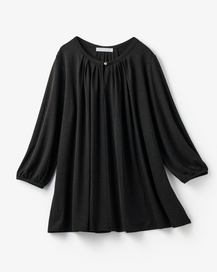 UVスラブ・パフ袖ギャザートップス 詳細画像 ブラック 2