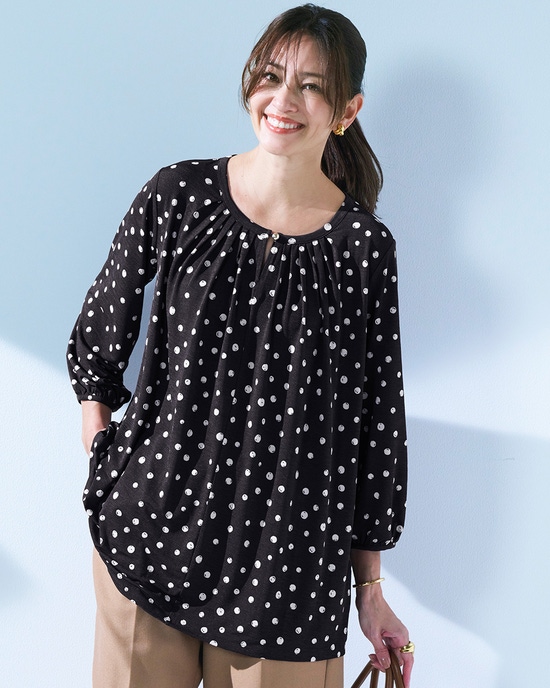 UVスラブ・パフ袖ギャザートップス