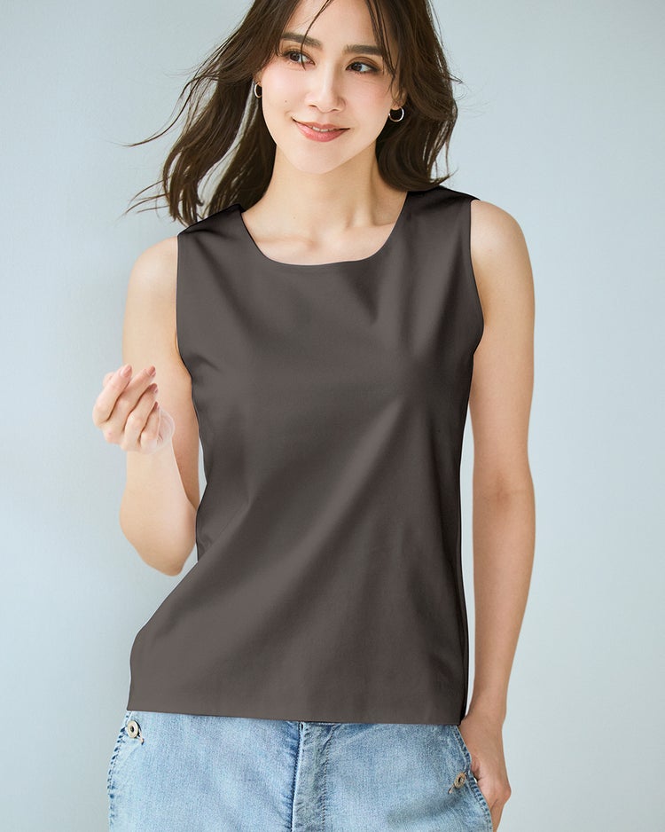 クルーネック／ノースリーブ・ドゥクラッセTシャツ 詳細画像 チャコール 1