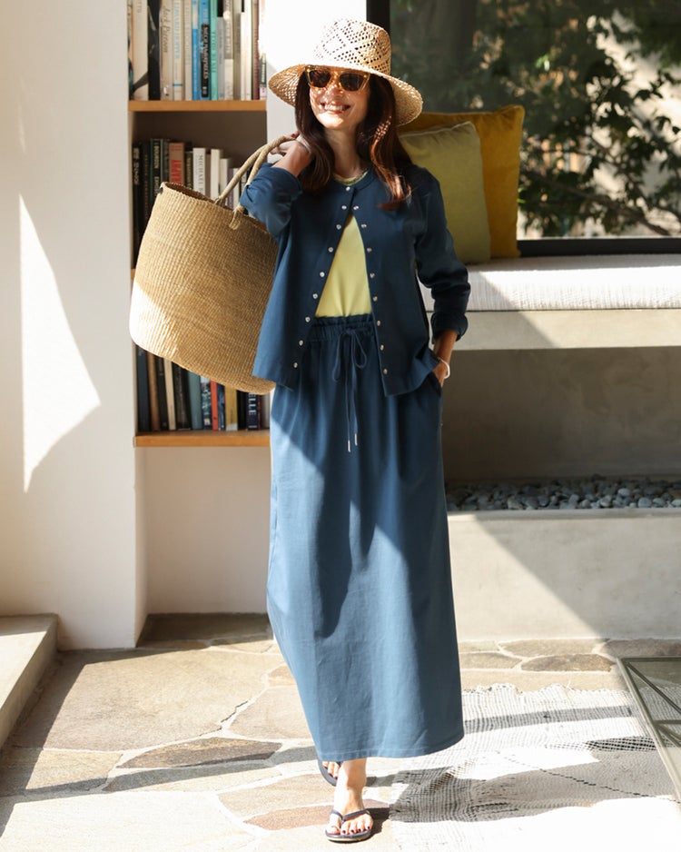 高密度シルコットン・ドロストスカート 詳細画像 ダークピーコック 1