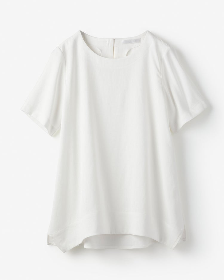 リネン混ストレッチ・Tブラウス 詳細画像 ホワイト 2