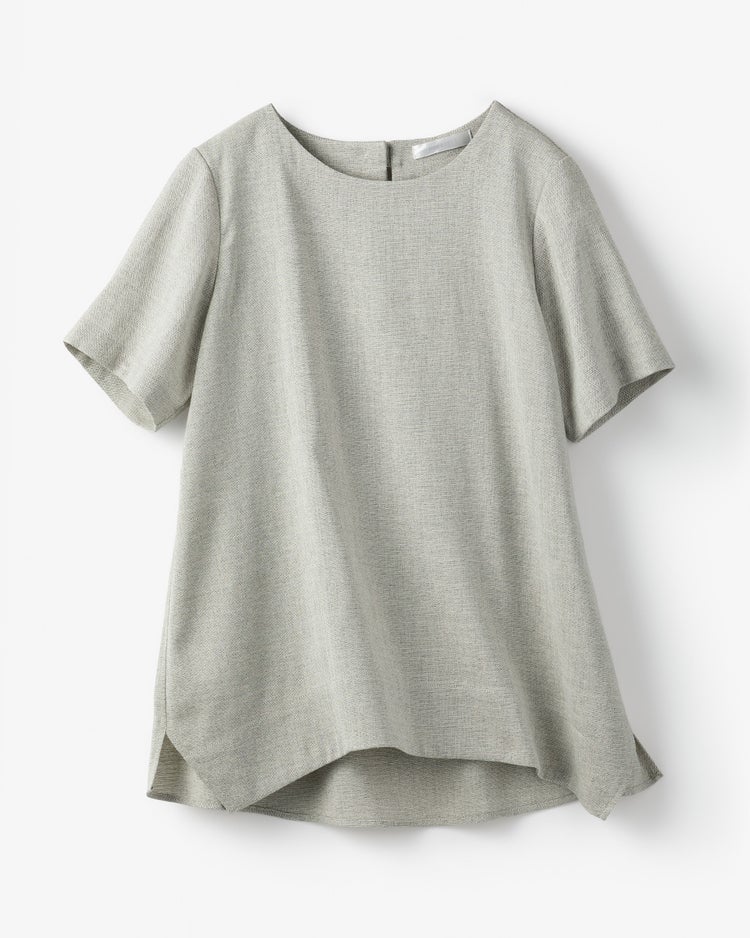 リネン混ストレッチ・Tブラウス 詳細画像 グレー 2