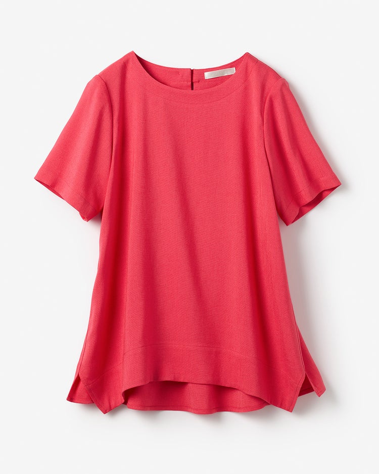 リネン混ストレッチ・Tブラウス 詳細画像 ピンク 2