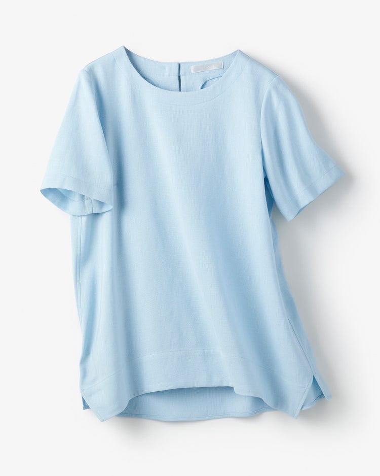 リネン混ストレッチ・Tブラウス 詳細画像 ライトブルー 2