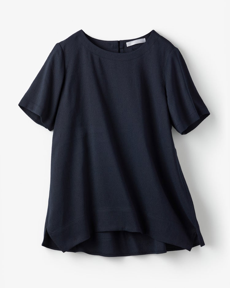 リネン混ストレッチ・Tブラウス 詳細画像 ミッドナイトブルー 2