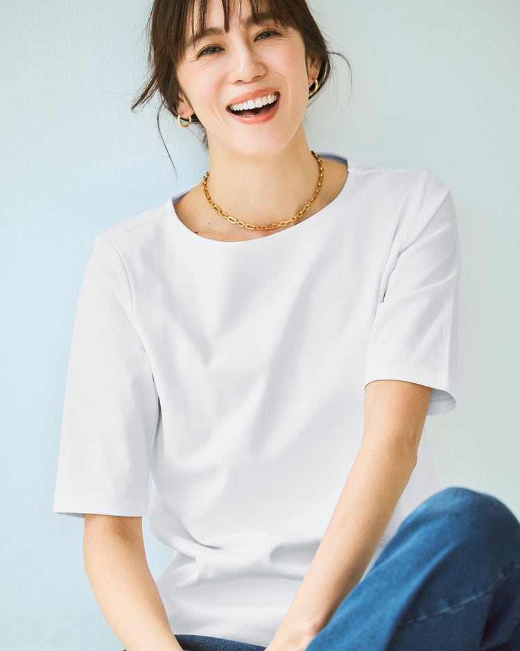 ボートネックN／５分袖・DoT 詳細画像 ホワイト 1