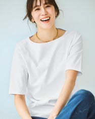 ボートネックN／５分袖・ドゥクラッセTシャツ