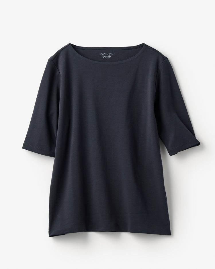 ボートネックN／５分袖・ドゥクラッセTシャツ 詳細画像 ミッドナイトブルー 4
