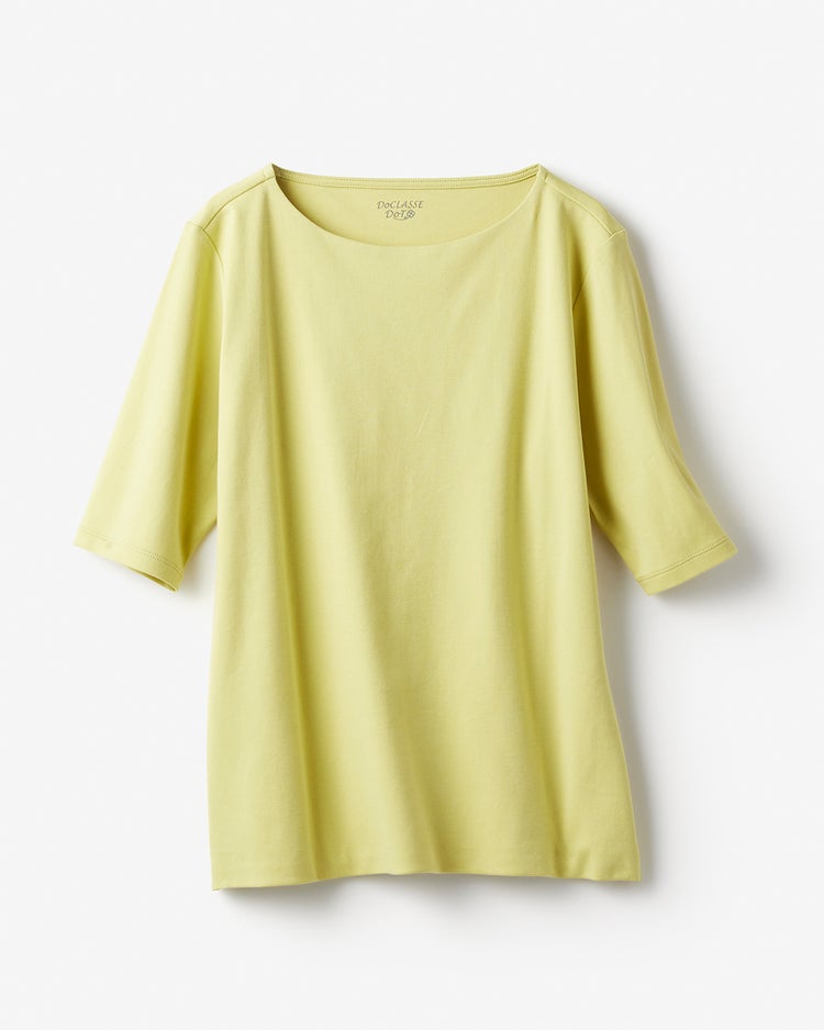 ボートネックN／５分袖・ドゥクラッセTシャツ 詳細画像 シトロングリーン 2