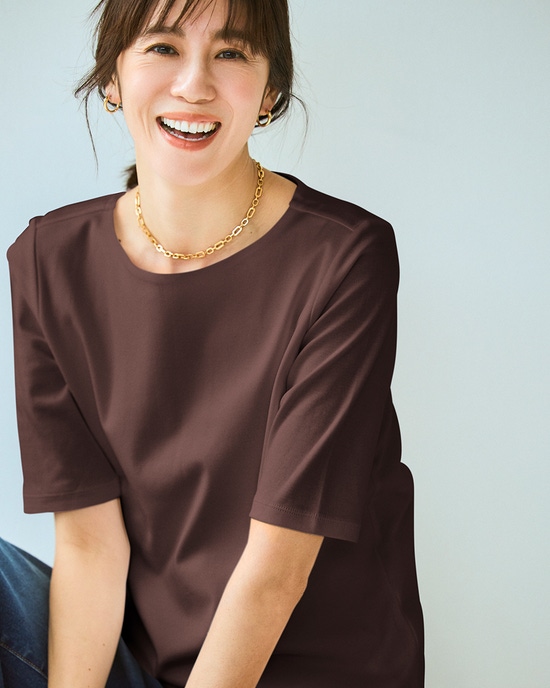 ボートネックN／５分袖・ドゥクラッセTシャツ