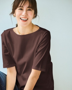 ボートネックN／５分袖・ドゥクラッセTシャツ