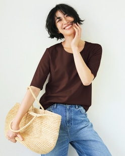 ジュエルネックN/5分袖・ドゥクラッセTシャツ